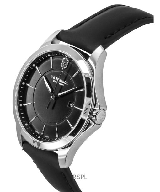 Victorinox Alliance Leather Strap Black Dial Quartz 241904 100M Mens Watch With Knife Set
