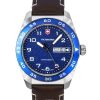 Victorinox Swiss Army Leather Strap Blue Dial Quartz 242040 100M Mens Watch