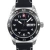 Victorinox Swiss Army Leather Strap Black Dial Quartz 242041 100M Mens Watch