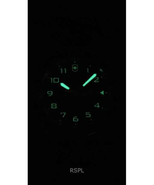 Victorinox Swiss Army Leather Strap Black Dial Quartz 242041 100M Mens Watch