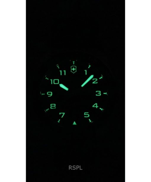 Victorinox Swiss Army Leather Strap Black Dial Automatic 242044 100M Mens Watch