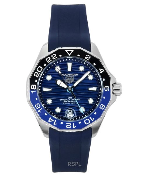 TAG Heuer Aquaracer Professional GMT Rubber Strap Blue Dial Automatic Divers WBP5114.FT6259 300M Mens Watch