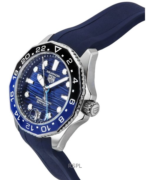 TAG Heuer Aquaracer Professional GMT Rubber Strap Blue Dial Automatic Divers WBP5114.FT6259 300M Mens Watch