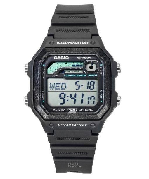 Casio Standard Digital Resin Strap Gray Quartz WS-1600H-8AV 100M Mens Watch
