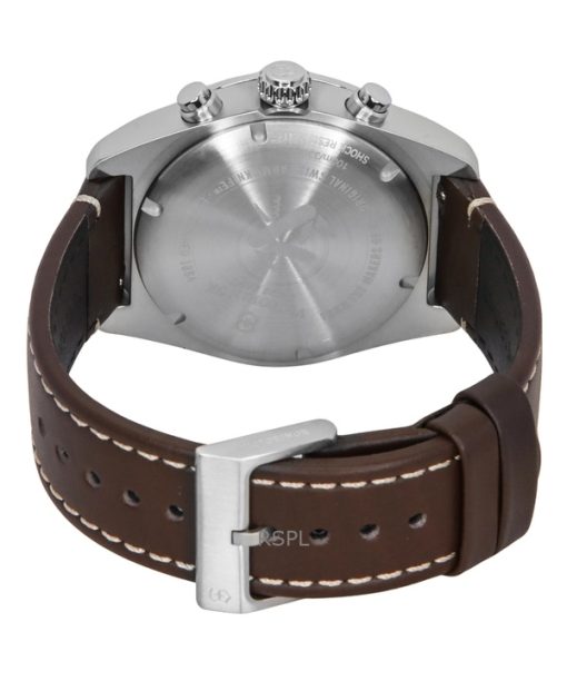 Victorinox Swiss Army Chronograph Leather Strap Black Dial Quartz 242046 100M Men's Watch