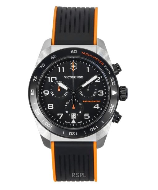 Victorinox Swiss Army Chronograph Rubber Strap Black Dial Quartz 242050 100M Men's Watch