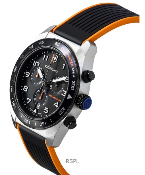 Victorinox Swiss Army Chronograph Rubber Strap Black Dial Quartz 242050 100M Men's Watch