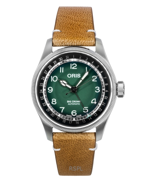 Oris Big Crown Cervo Volante Leather Strap Green Dial Automatic 01-754-7779-4067-Set Men's Watch
