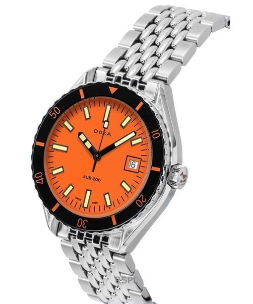 Doxa SUB 200 Professional Stainless Steel Orange Dial Automatic Diver's 799.10.351.10 200M Men's Watch With Extra Strap