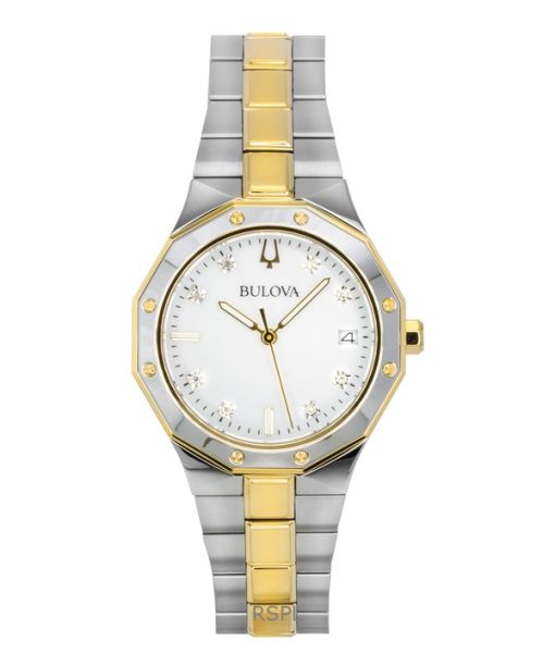 Bulova Prestige Stainless Steel Mother Of Pearl Dial Quartz 98P234 100M Women's Watch