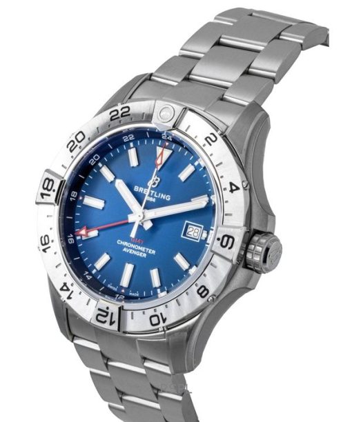Breitling Avenger GMT Stainless Steel Blue Dial Automatic Diver's A32320101C1A1 300M Men's Watch