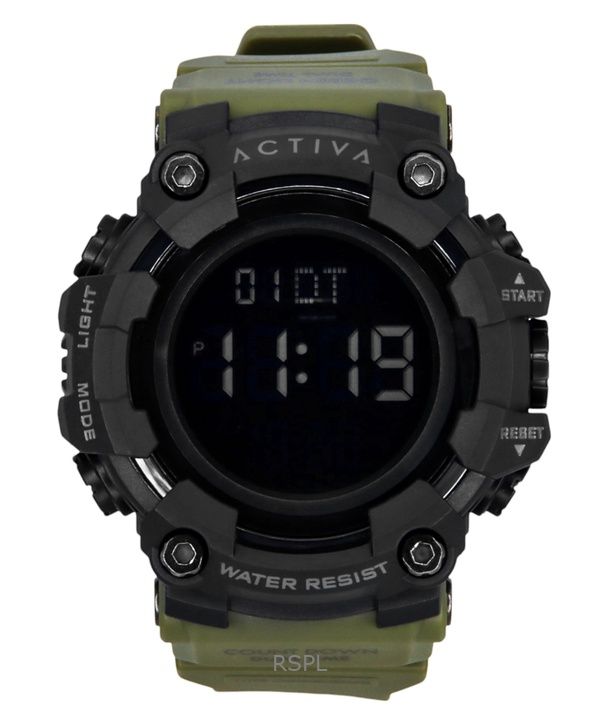 Invicta Activa Digital Army Green Polyurethane Strap Black Dial Quartz ACW1968-002 Men's Watch