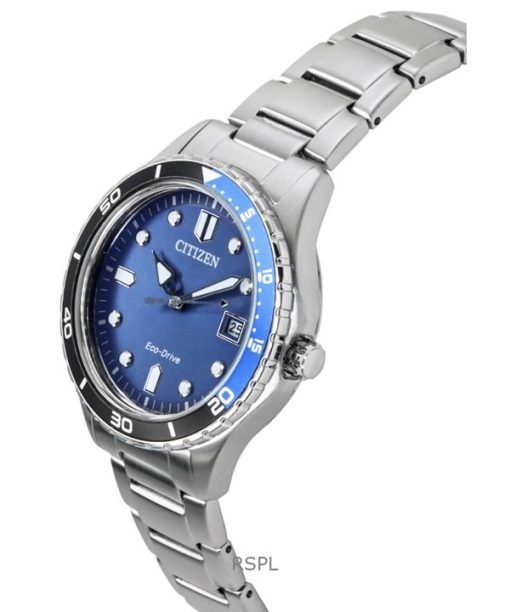 Citizen Eco-Drive Stainless Steel Blue Dial AW1821-89L 100M Unisex Watch