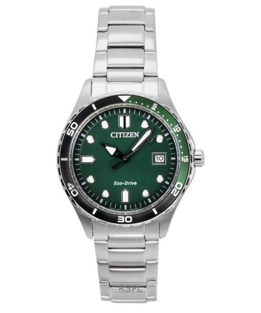 Citizen Eco-Drive Stainless Steel Green Dial AW1828-80X 100M Unisex Watch