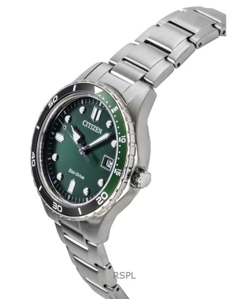Citizen Eco-Drive Stainless Steel Green Dial AW1828-80X 100M Unisex Watch