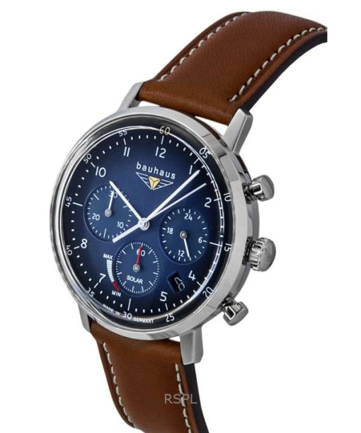 Bauhaus Chronograph Leather Strap Blue Dial Solar 20863 Women's Watch