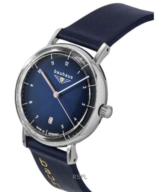Bauhaus Classic Leather Strap Dark Blue Dial Quartz 21413 Women's Watch