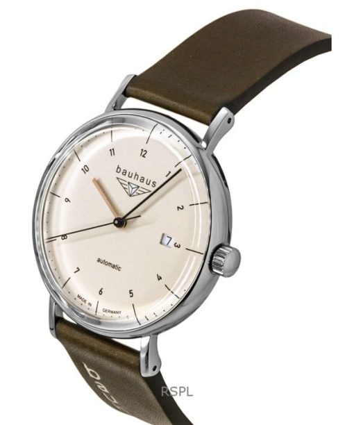 Bauhaus Leather Strap Beige Dial Automatic 21521 Men's Watch