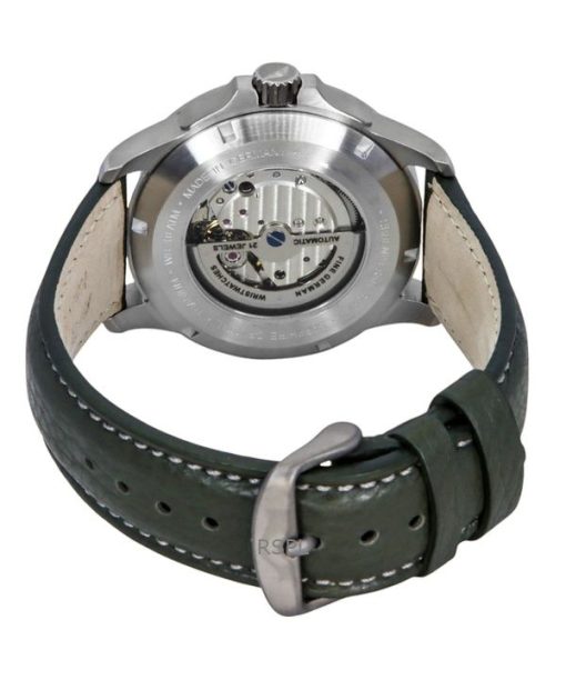 Bauhaus Aviation Leather Strap Dark Green Dial Automatic 28644 100M Men's Watch