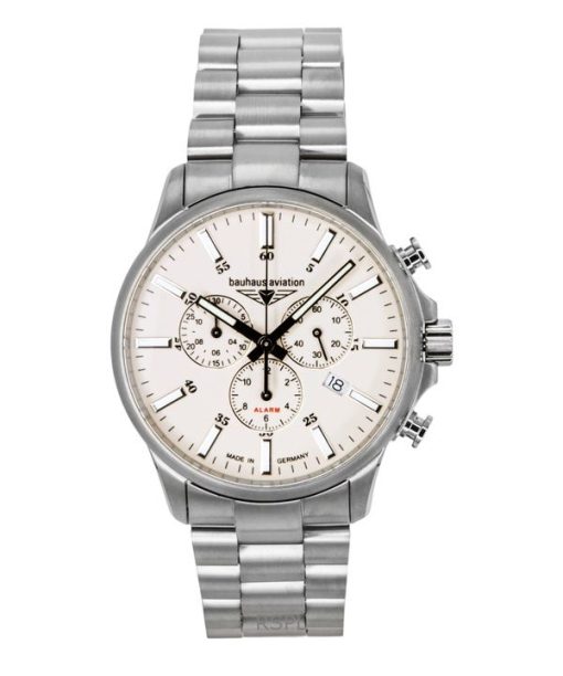 Bauhaus Aviation Chronograph Titanium Beige Dial Quartz 2880M5 100M Men's Watch