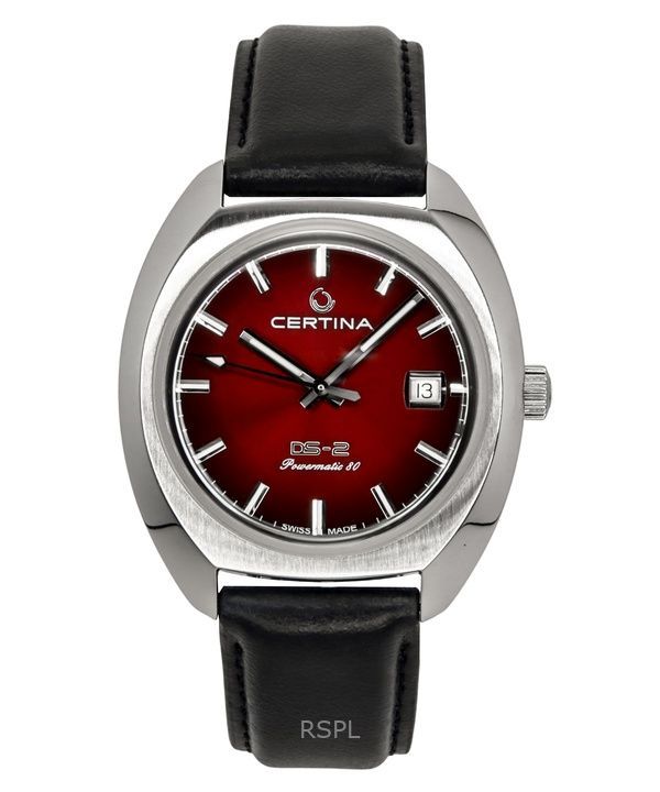 Certina DS-2 Leather Strap Red Dial Automatic Diver's C024.407.17.421.00 200M Men's Watch
