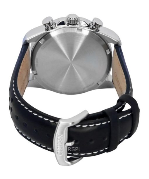 Citizen Eco-Drive Chronograph Leather Strap White Dial CA4640-09A 100M Men's Watch