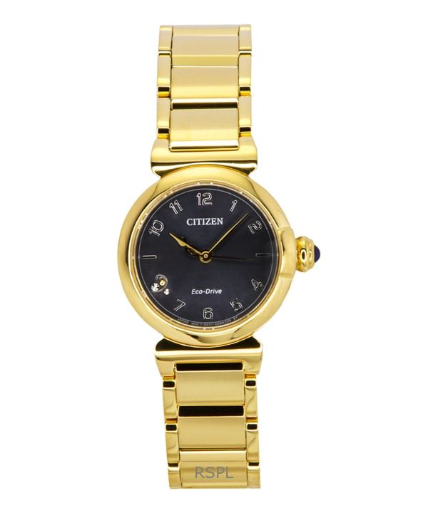 Citizen L Mae Bells Mini Gold Tone Stainless Steel Grey Dial Eco-Drive EM1132-88H Women's Watch