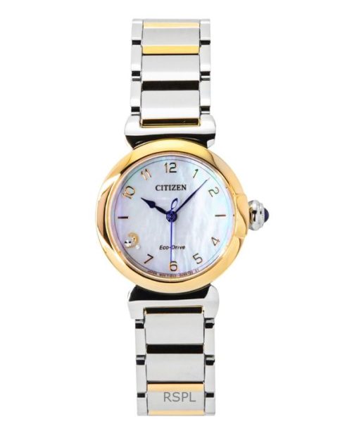 Citizen L May Bells Mini Stainless Steel White Mother Of Pearl Dial Eco-Drive EM1136-87D Women's Watch