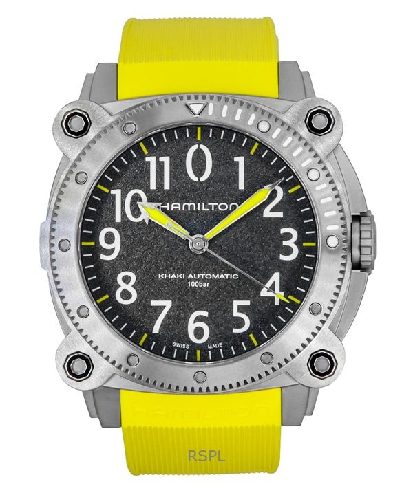 Hamilton Khaki Navy Belowzero Rubber Strap Grey Dial Automatic Diver's H78535380 1000M Men's Watch