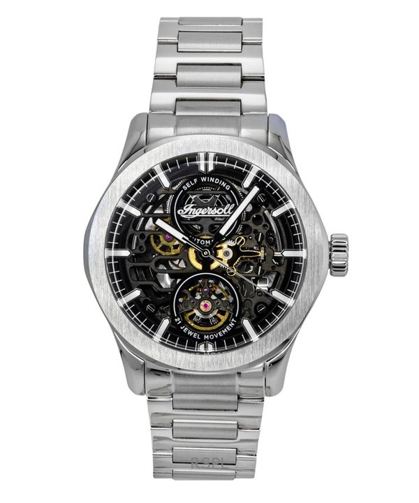 Ingersoll The Bronc Stainless Steel Black Skeleton Dial Automatic I16701 Men's Watch