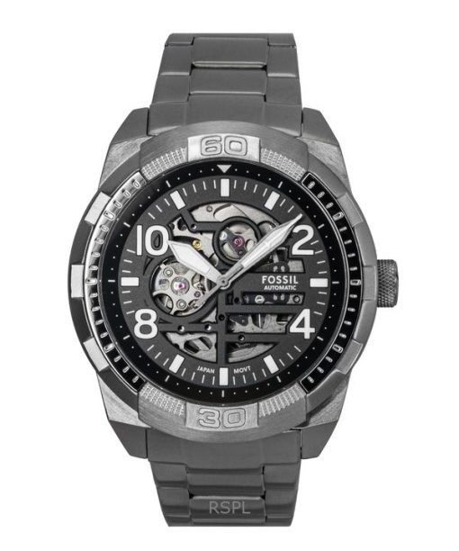 Fossil Bronson Stainless Steel Black Skeleton Dial Automatic ME3255 Men's Watch