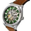 Fossil Everett Brown Leather Strap Green Skeleton Dial Automatic ME3261 Men's Watch