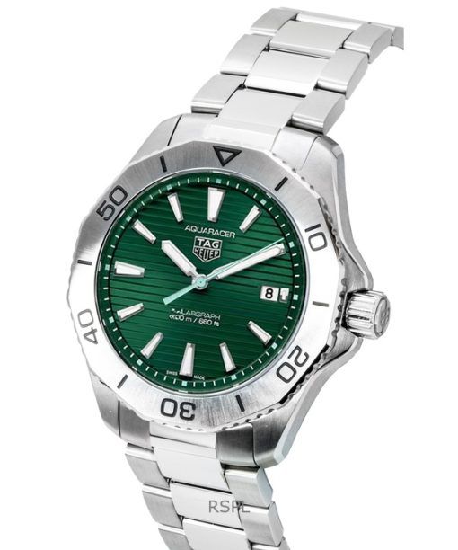Tag Heuer Aquaracer Solargraph Stainless Steel Green Dial Quartz Diver's WBP1115.BA0000 200M Men's Watch