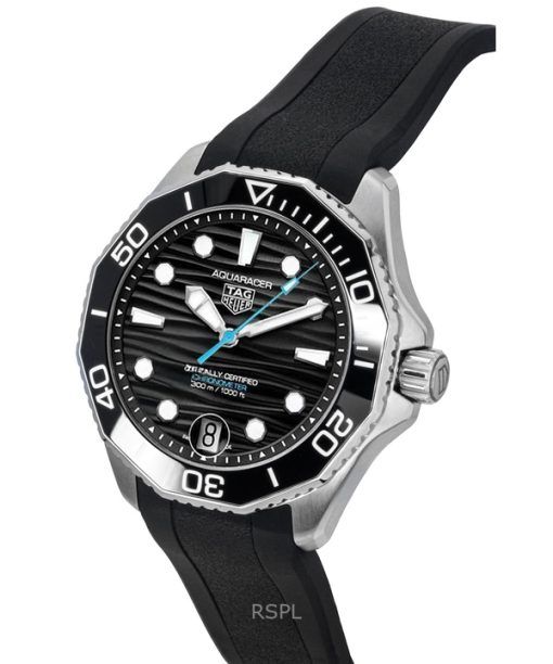 Tag Heuer Aquaracer Rubber Strap Black Dial Automatic Diver's WBP5110.FT6257 300M Men's Watch