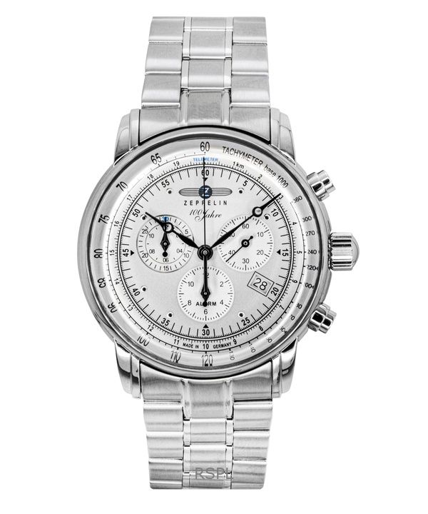 Zeppelin 100 Jahre Chronograph Stainless Steel White Dial Quartz 7680MB1 Men's Watch