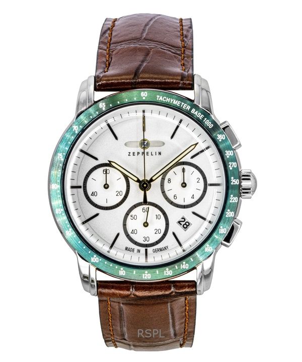 Zeppelin New York Chronograph Leather Strap White Dial Quartz 88784 Men's Watch
