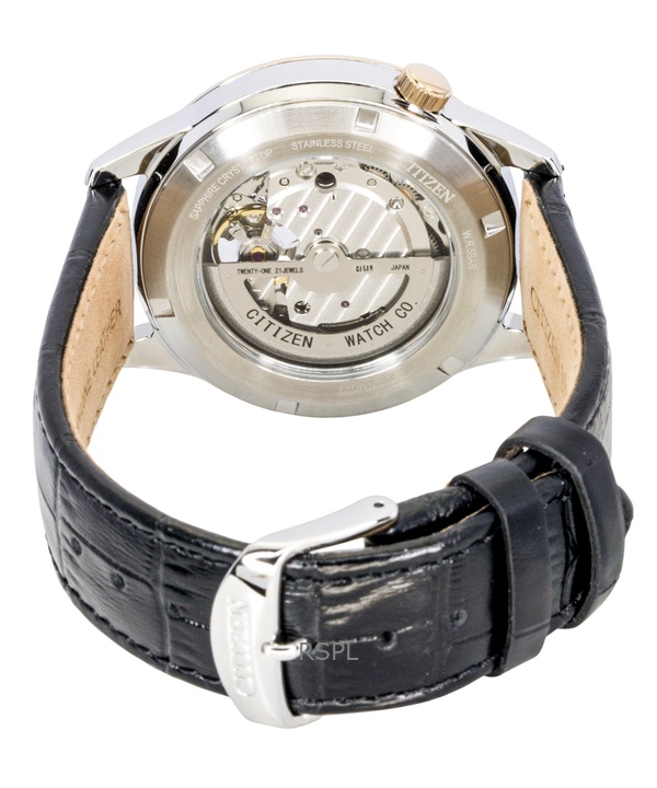 Citizen Leather Strap Open Heart Blue Dial Automatic NH9136-02L Men's Watch