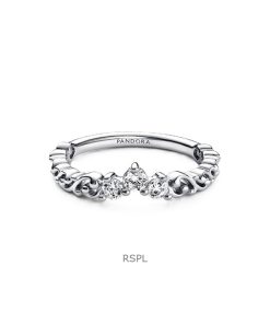 Pandora Regal Swirl Tiara Ring With Clear Cubic Zirconia P-192232C01-54 For Women
