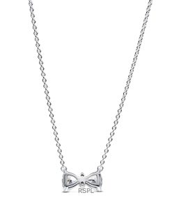 Pandora Sparkling Bow Necklace With Clear Cubic Zirconia P-393509C01-45 For Women