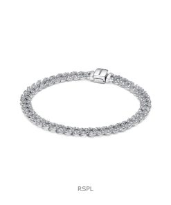 Pandora Timeless Pave Cuban Chain Bracelet With Clear Cubic Zirconia P-593008C01-18 For Women