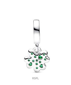 Pandora Moments Four Leaf Clover Dangle Charm With Green Crystals P-792751C01 For Women