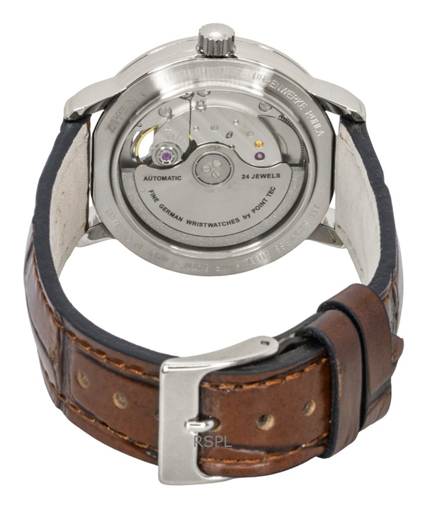 Zeppelin Friedrichshafen Leather Strap Open Heart Green Dial Automatic 85672 Women's Watch